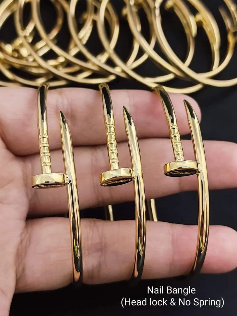 15cm 16cm & 19cm Cartier Inspired Nail Head Lock Bangle – Antoinette's Gold