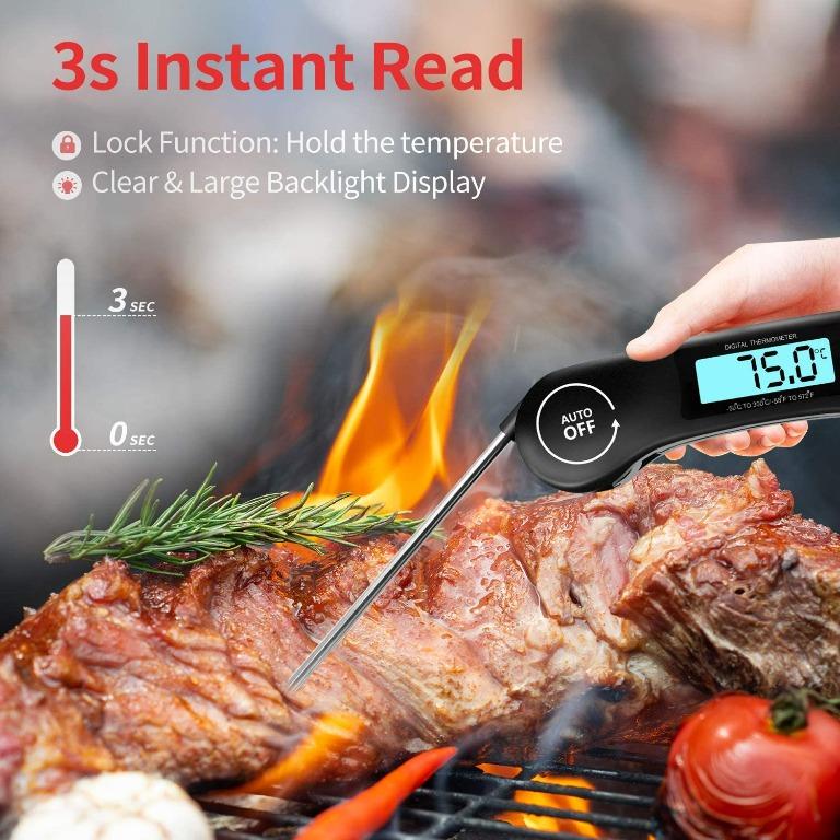  DOQAUS Digital Meat Thermometer, Instant Read Food Thermometer  for Cooking, Kitchen Thermometer Temperature Probe with Backlit &  Reversible Display: Home & Kitchen