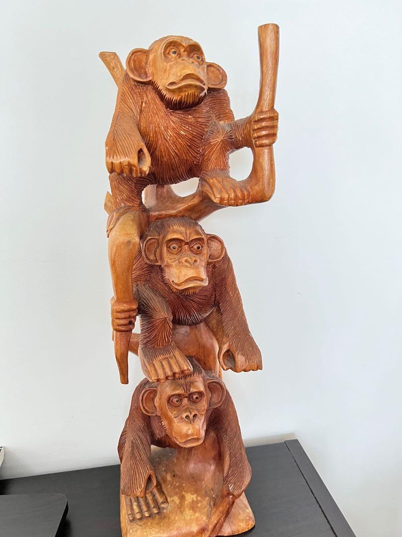 Hand carved wooden monkey deals