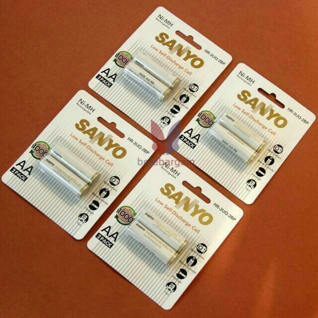 8 Pieces Ultra Low Discharge SANYO HR-3UQ-2BP Rechargeable Battery AA aka eneloop Lite Made in Japan62863090476546110