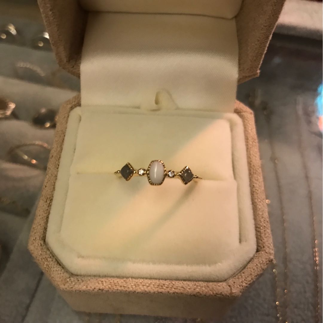 アガット 白珊瑚 ダイヤ K10 リング 13号 アガット リング 13号