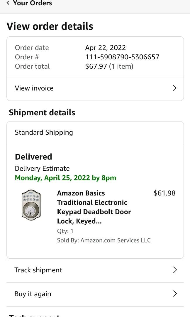 Amazon Basics Traditional Electronic Keypad Deadbolt Door Lock, Keyed