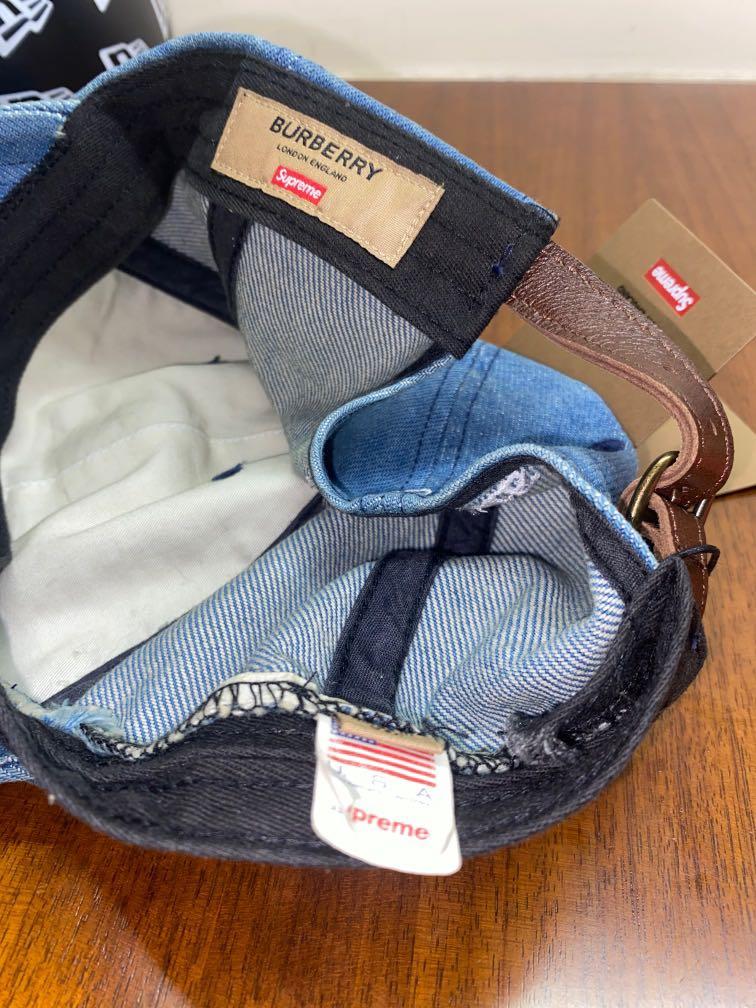 Burberry supreme cap hat 6 panel camper blue denim color, 男裝