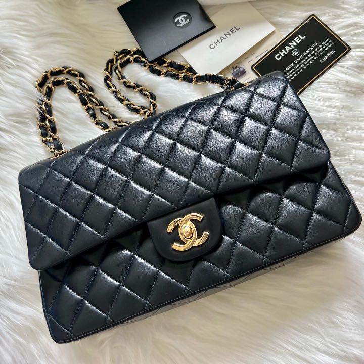 FULL SET COLLECTOR'S PIECE (just without receipt) Chanel Black Medium  Classic Flap in Lambskin with 24K Light Gold Hardware, Women's Fashion,  Bags & Wallets, Shoulder Bags on Carousell