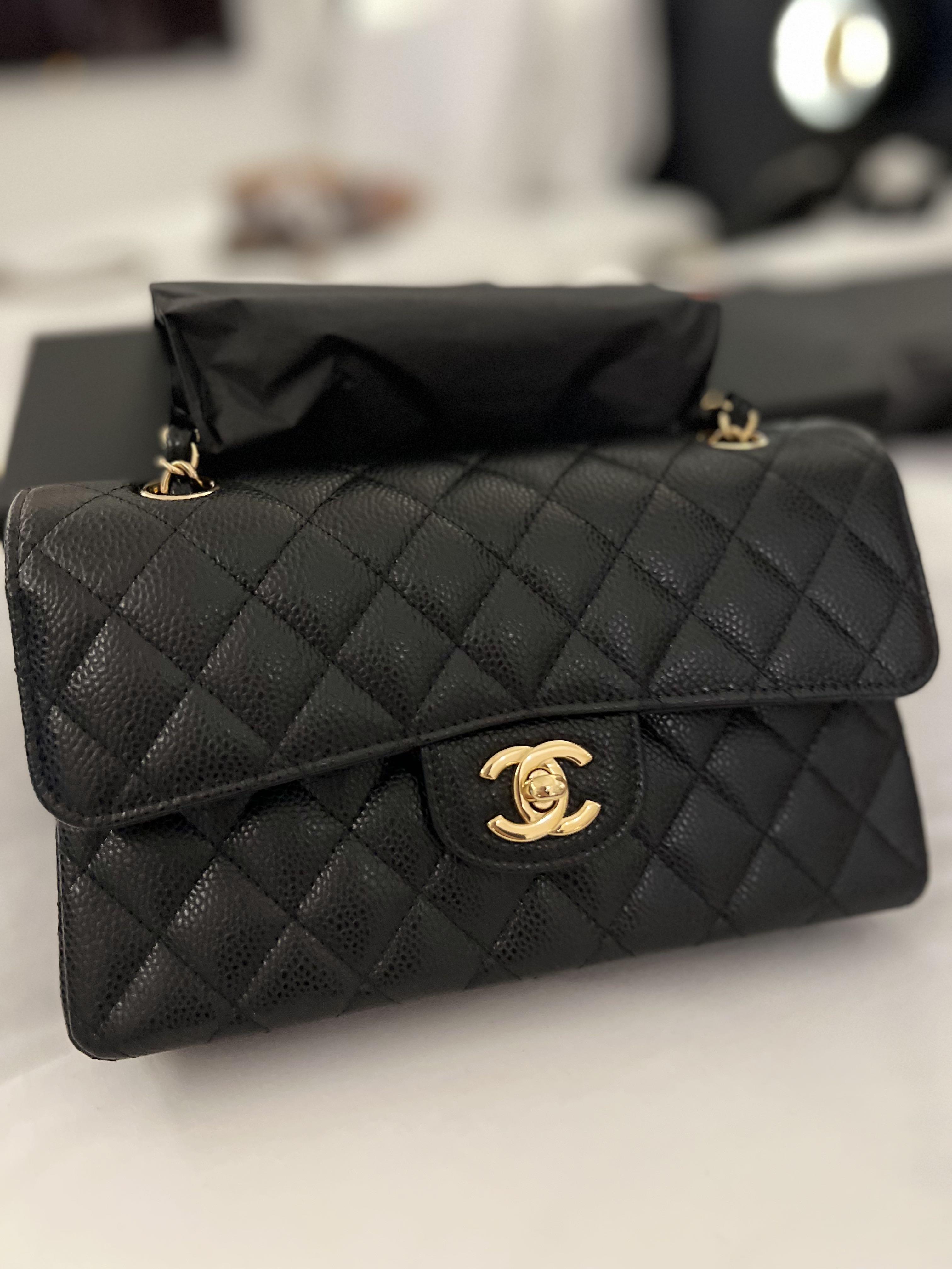Chanel Classic Small With Gold Hardware (Caviar Leather), Luxury, Bags &  Wallets on Carousell