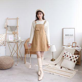 Desire shop 辣辣車線側排釦短版吊帶洋裝