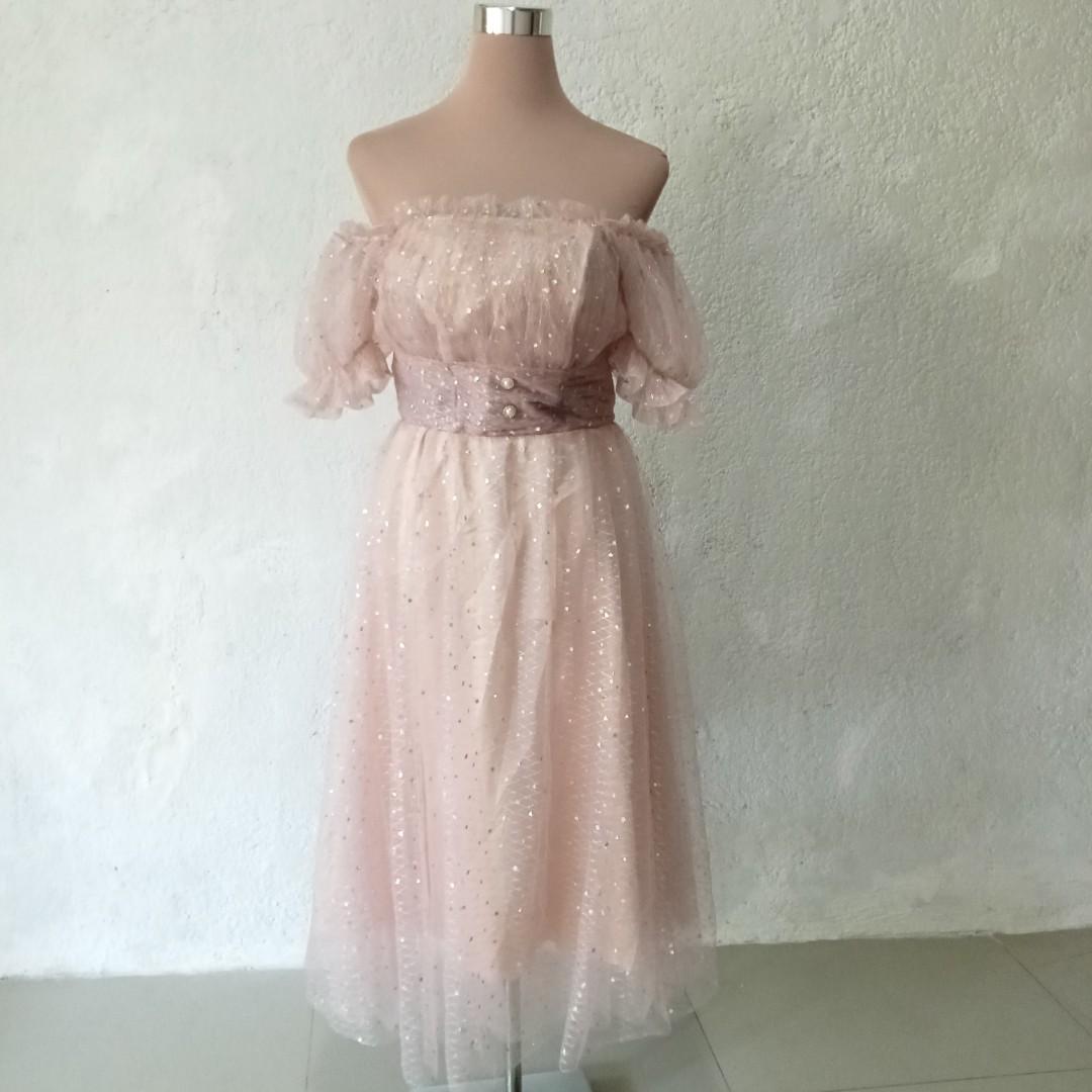 Dusty rose gown midi gown off shoulder dress off shoulder gown