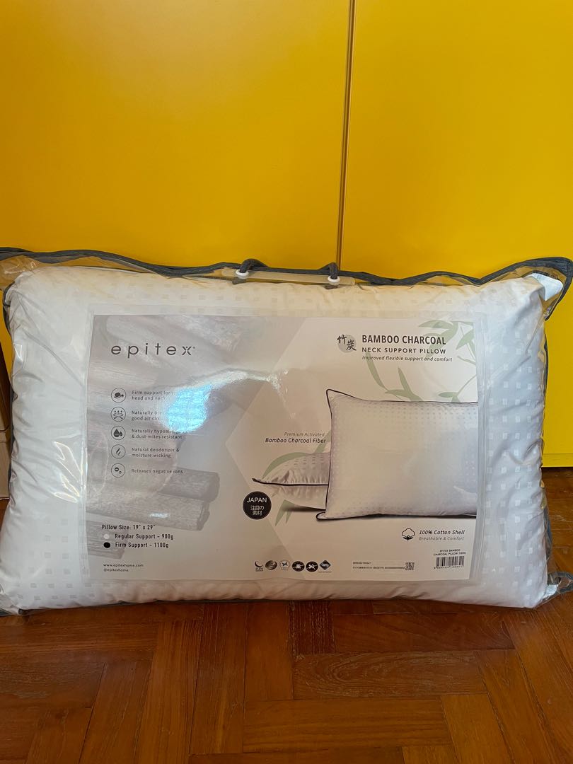 Epitex Bamboo Charcoal Pillow Firm Support, Furniture & Home Living