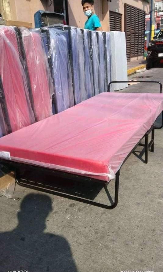 Folding bed with uratex foam including haevy duty, Furniture & Home