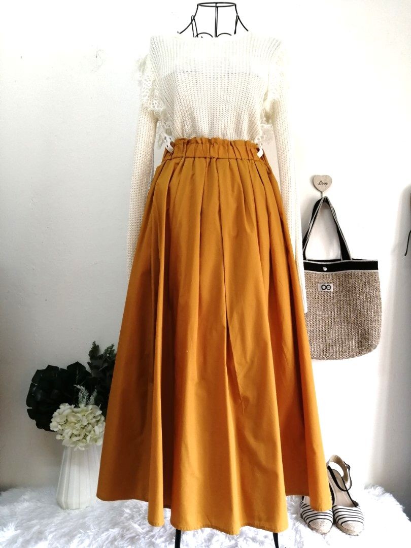 Mustard long skirt hot sale