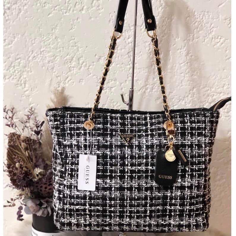 Guess cessily tweed tote