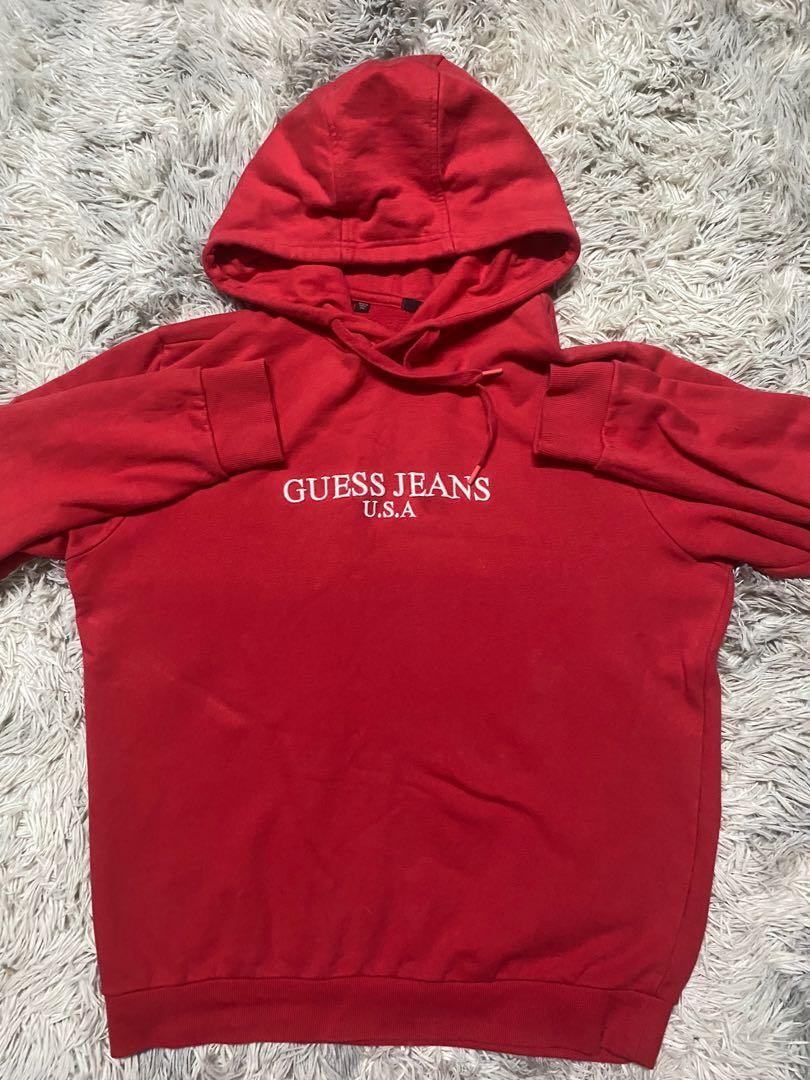 Guess hoodie discount red