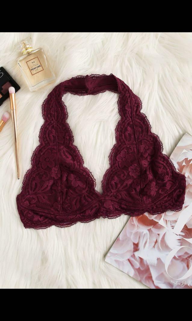 Red halter neck bralette sale