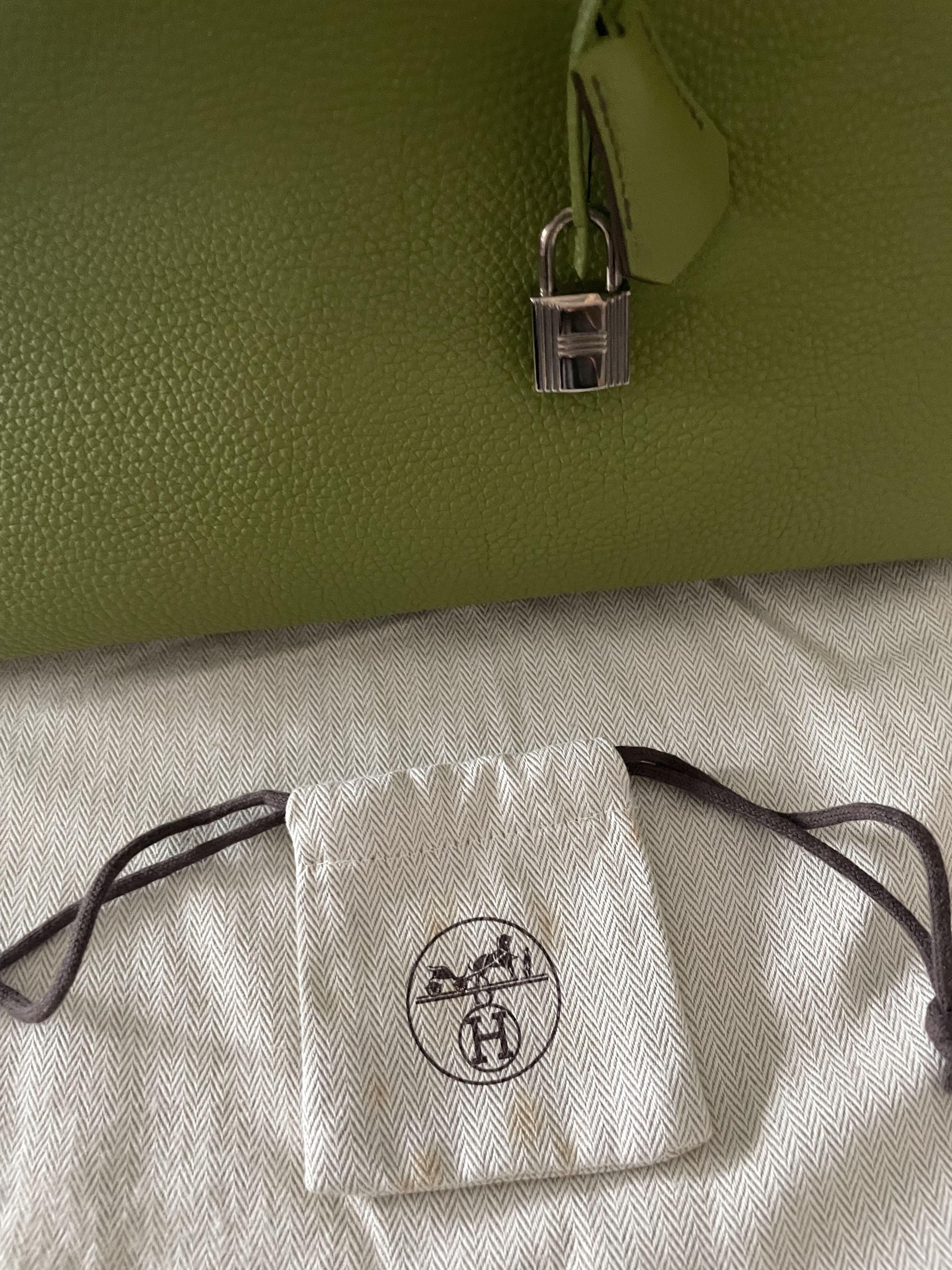 Hermes Birkin 35 Bag Vert Fonce Anis Piping Chartreuse Interior