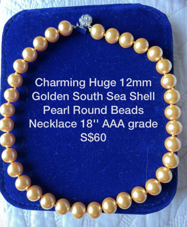 10mm AAA Black & White south sea Shell Pearl Necklace 18'' 