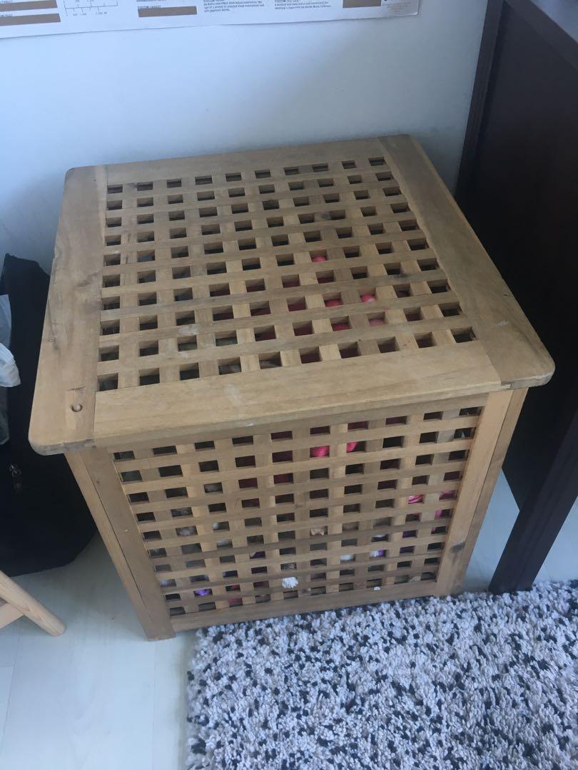 IKEA HOL side table acacia, Furniture & Home Living, Home Improvement