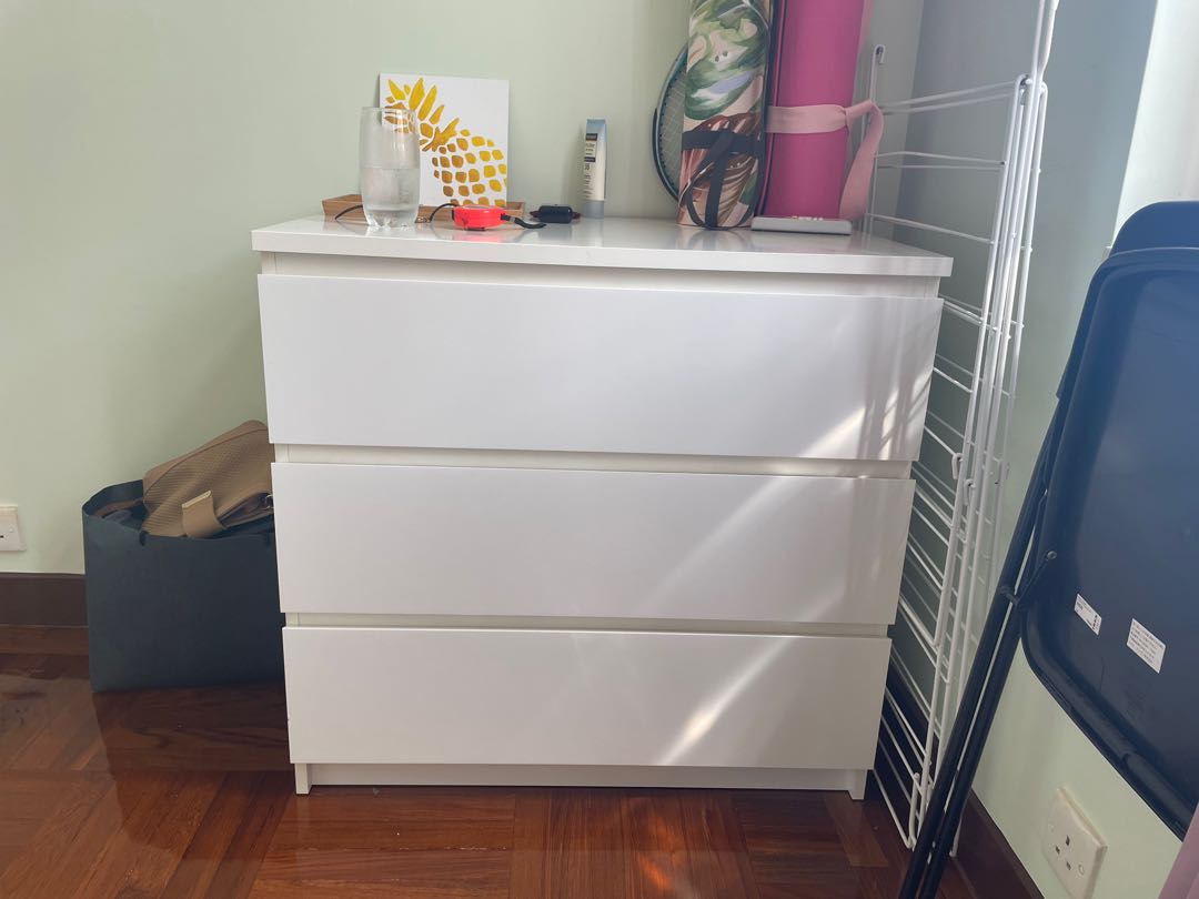 IKEA MALM 3 drawers, 傢俬＆家居, 傢俬, 櫃子、組合櫃及置物架 Carousell