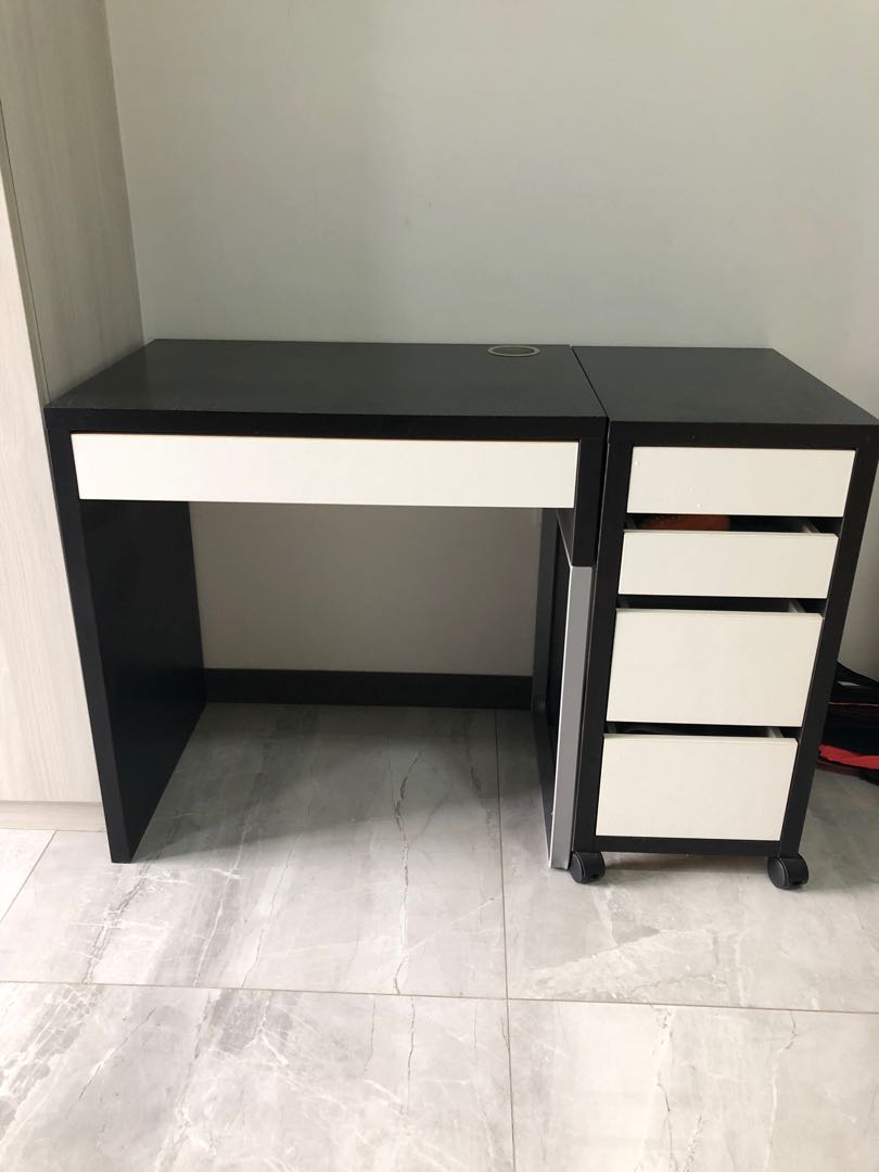 IKEA table Micke with movable drawer, Furniture & Home Living