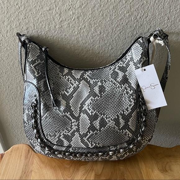 Jessica Simpson Charlie Crossbody Purse Handbag Hobo Bag PORT PYTHON NEW