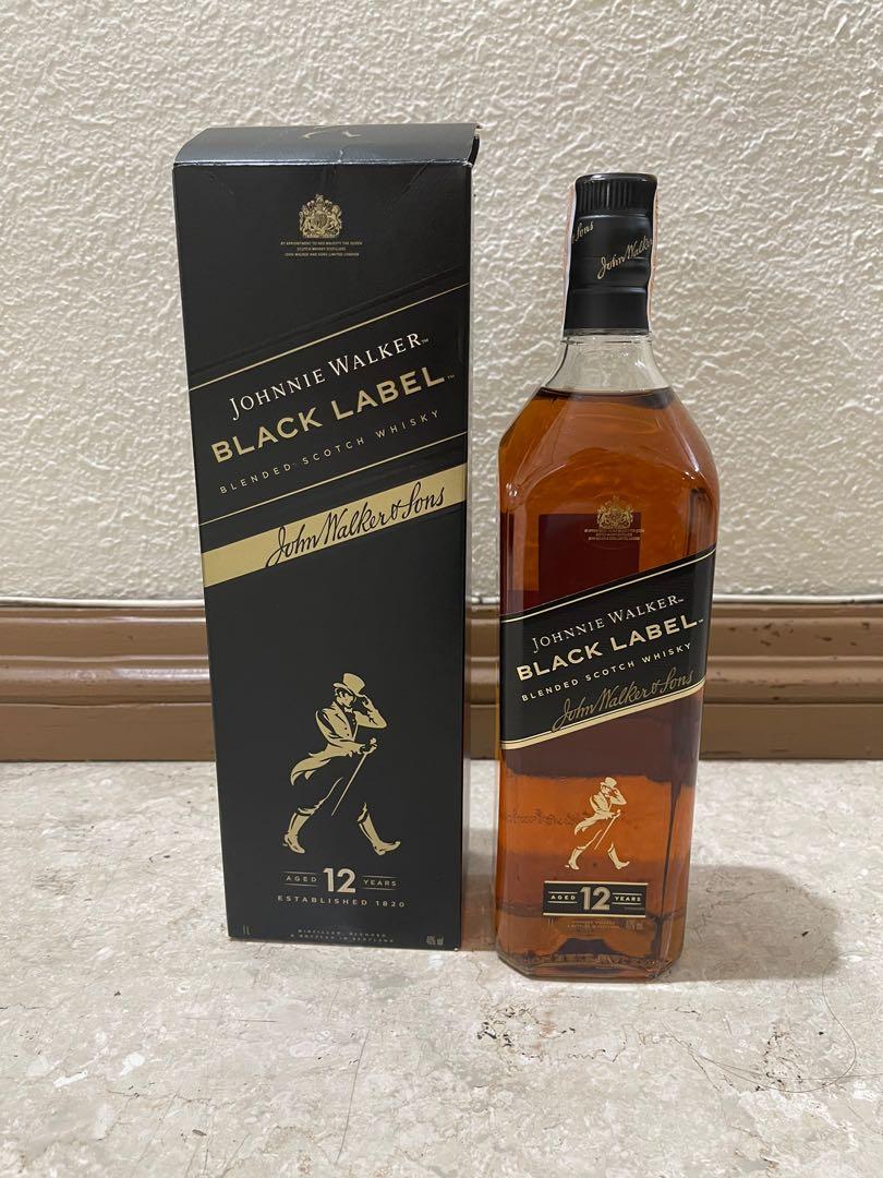 Johnnie Walker Black Label 1L, Food & Drinks, Beverages on ...