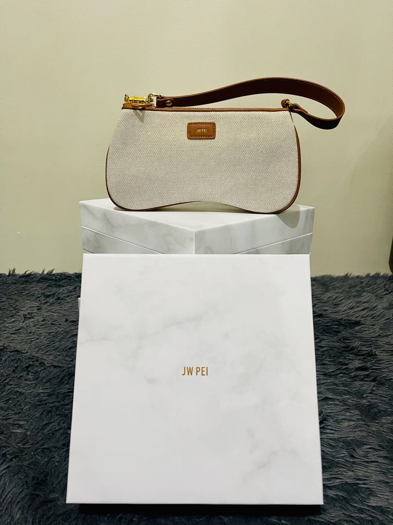 JW PEI Eva Shoulder Bag Beige Canvas, Luxury, Bags & Wallets on Carousell