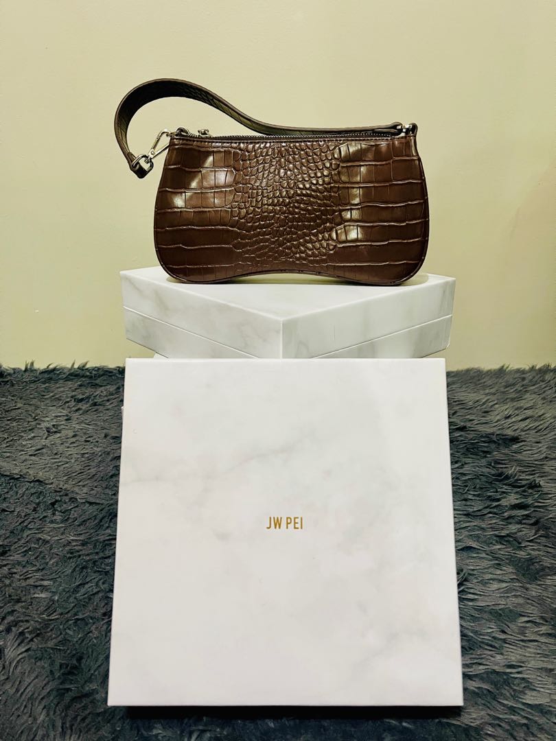JW PEI Eva Shoulder Bag Brown Croc, Luxury, Bags & Wallets on Carousell