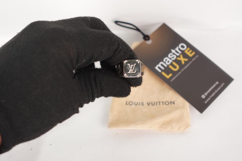Louis Vuitton Signet Ring Engraved Monogram Palladium in Zamac