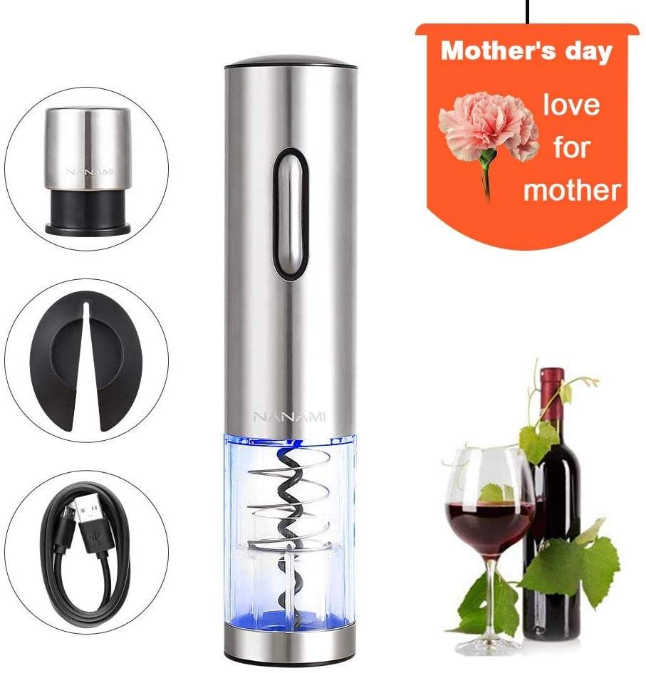 Electric Wine Opener Set Waiters Friend Corkscrew Professional Bottle Opener Sommelier Electric Wine Bottle Opener Stainless Steel Rechargeable for Home Party and as Gift Restaurant 