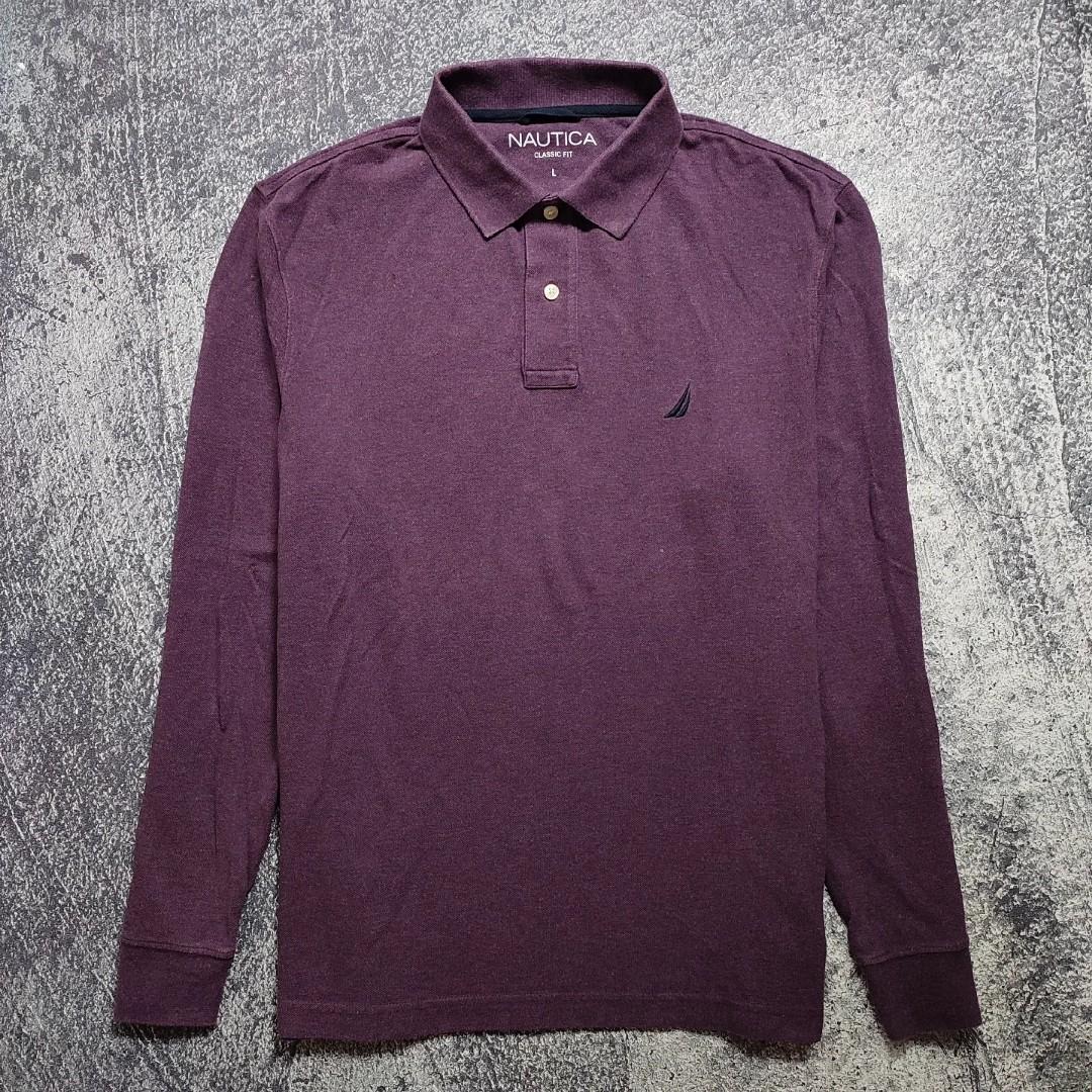 NAUTICA Long Sleeve Polo (purple 