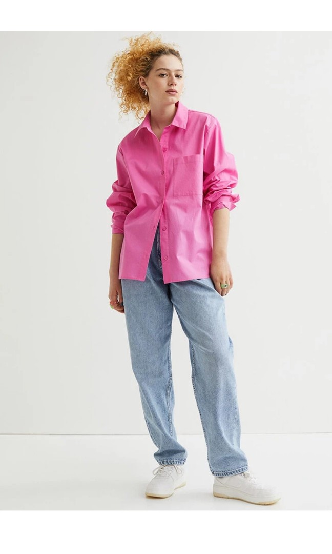 New H M pink shirt Women s Fashion Tops Shirts on Carousell