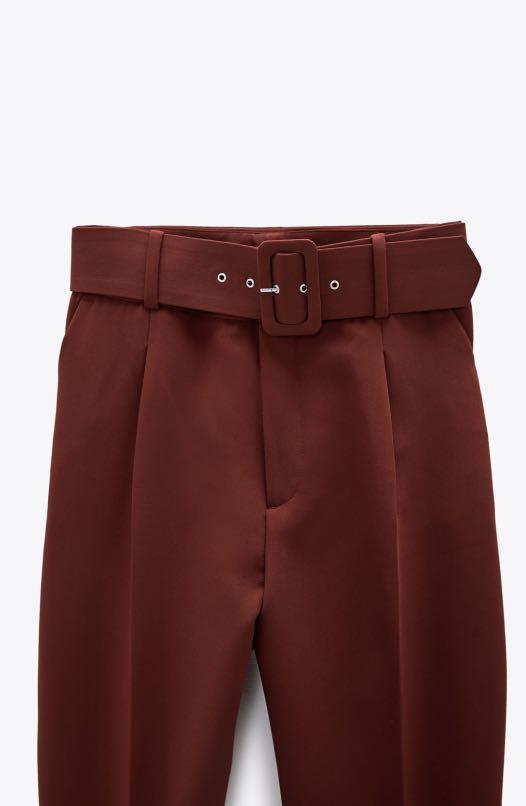 Original Zara High-Waist Belted Pants, Women's Fashion, Bottoms, Other  Bottoms on Carousell