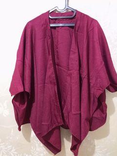 Outer hijab maroon kimono outer