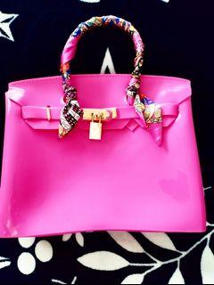 Pink Jelly Bag with lock💝 Preloved👛