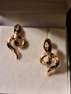 Rose gold coated snake earrings
