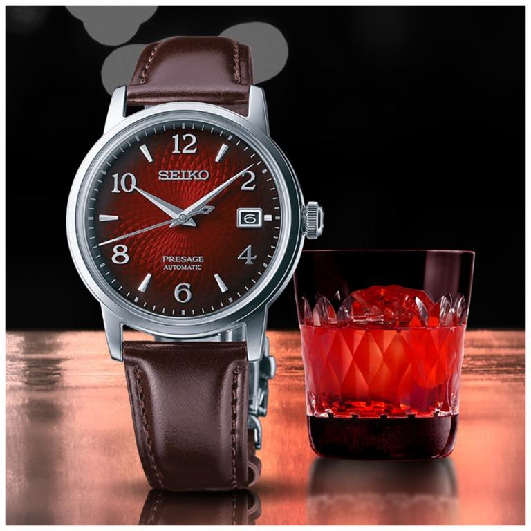 Seiko Presage Cocktail Time Negroni Burgundy Red Dial Formal Dress  Automatic Watch SRPE41 SRPE41J1, Luxury, Watches on Carousell