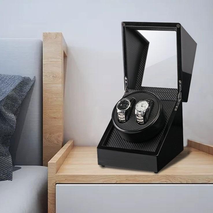 Single Dual Electric Watch Winder with Quiet Japanese Mabuchi Motor Dustproof Watch Display Box PU Black Grey