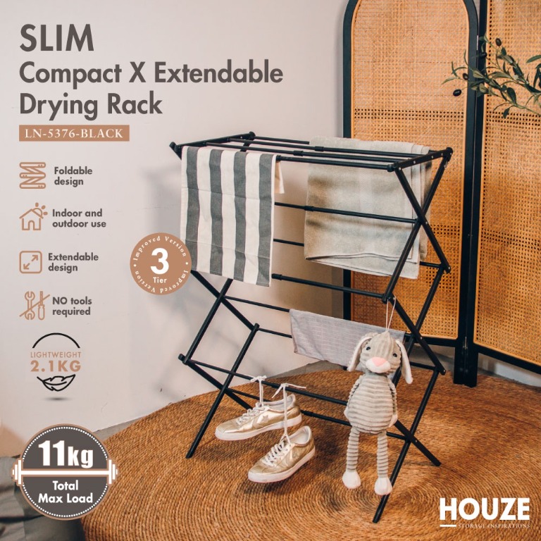 Slim Compact X Extendable Drying Rack, Furniture & Home Living, Home ...