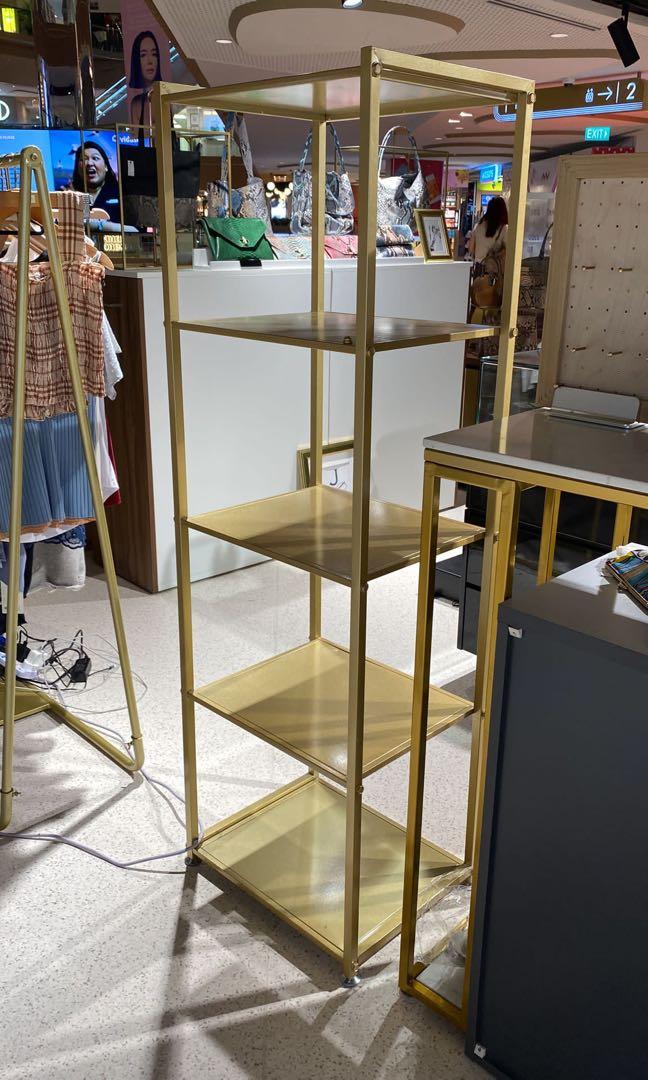 Solid Gold Shelving Unit with 4+1 Layers, Furniture & Home Living