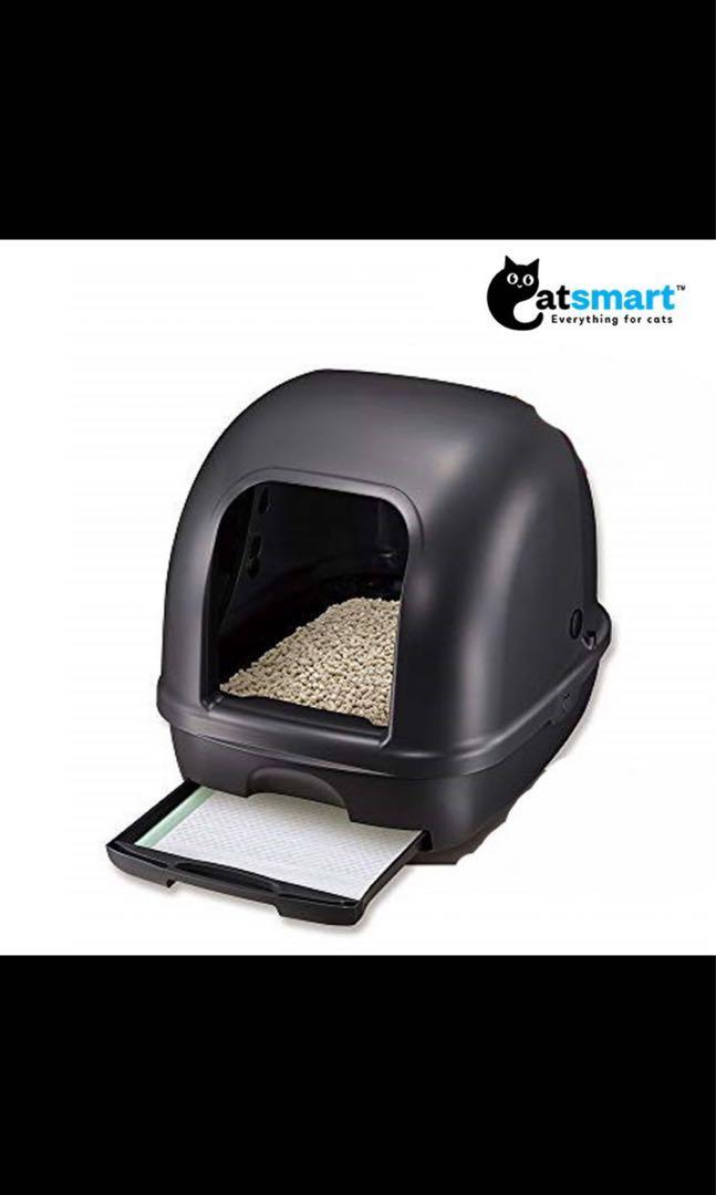 Unicharm cat litterbox zeolite pine wood full covered, Pet Supplies