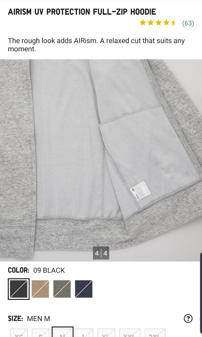 Uniqlo Airism UV Protection Full Zip Hoodie - Medium - Gray, Men's Fashion,  Coats, Jackets and Outerwear on Carousell