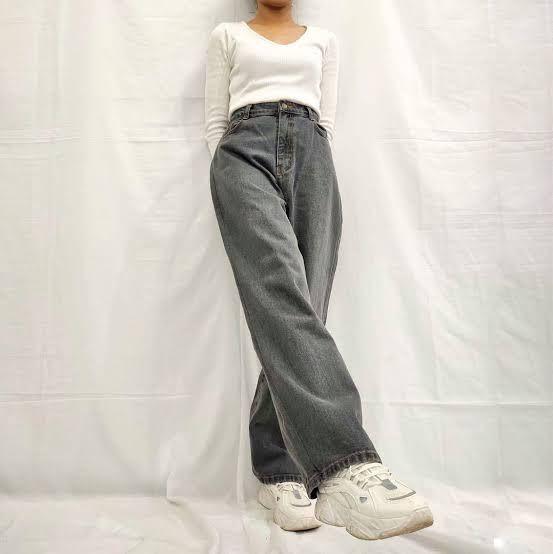 UNIQLO BAGGY JEANS GREY HIGHWAIST FOR 