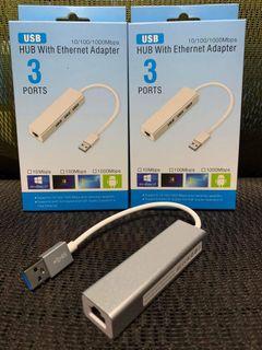 USB 3.0 TO LAN WITH 3 PORTS USB HUB