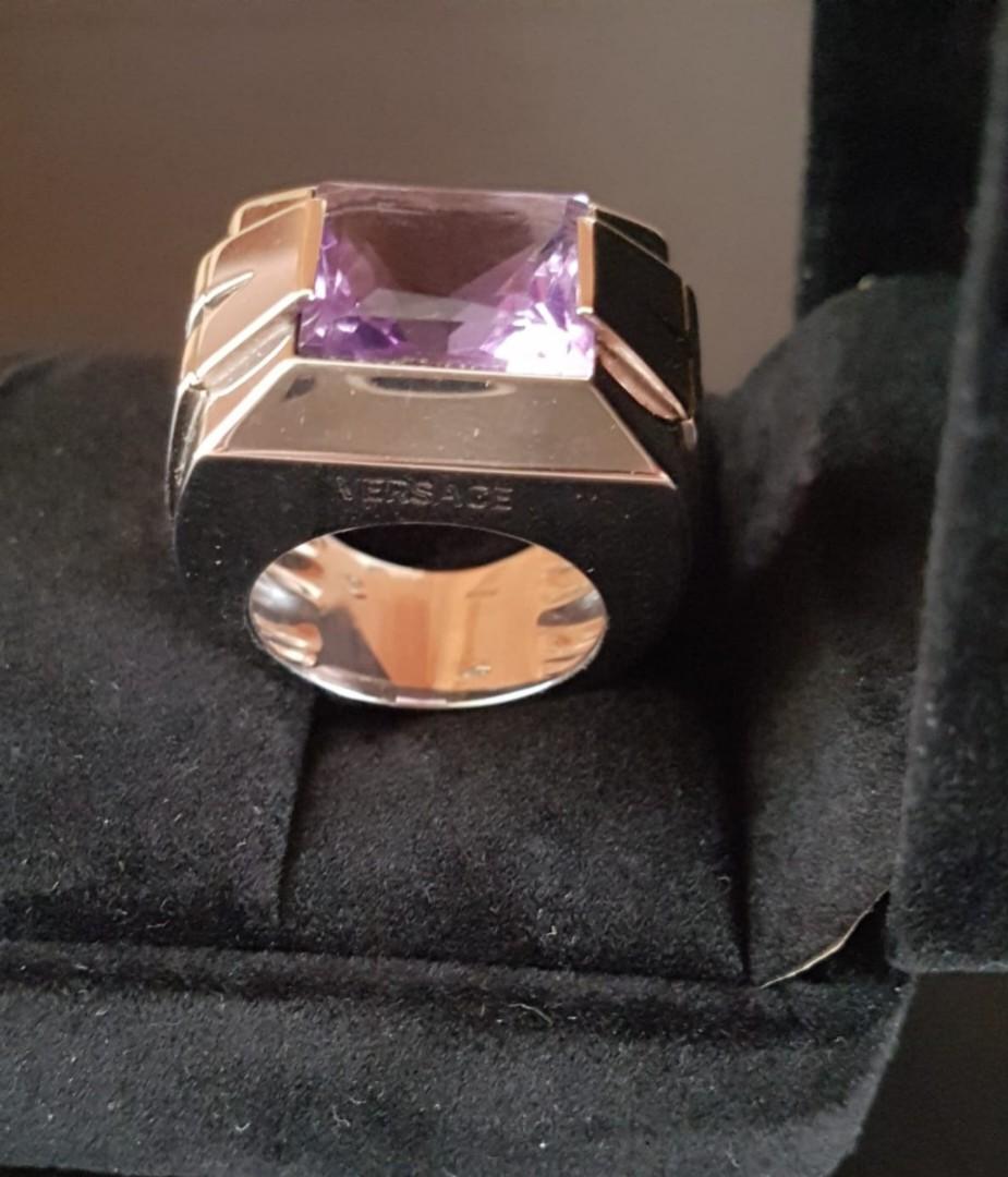 Versace 18K White Gold V Forever Cocktail Ring
