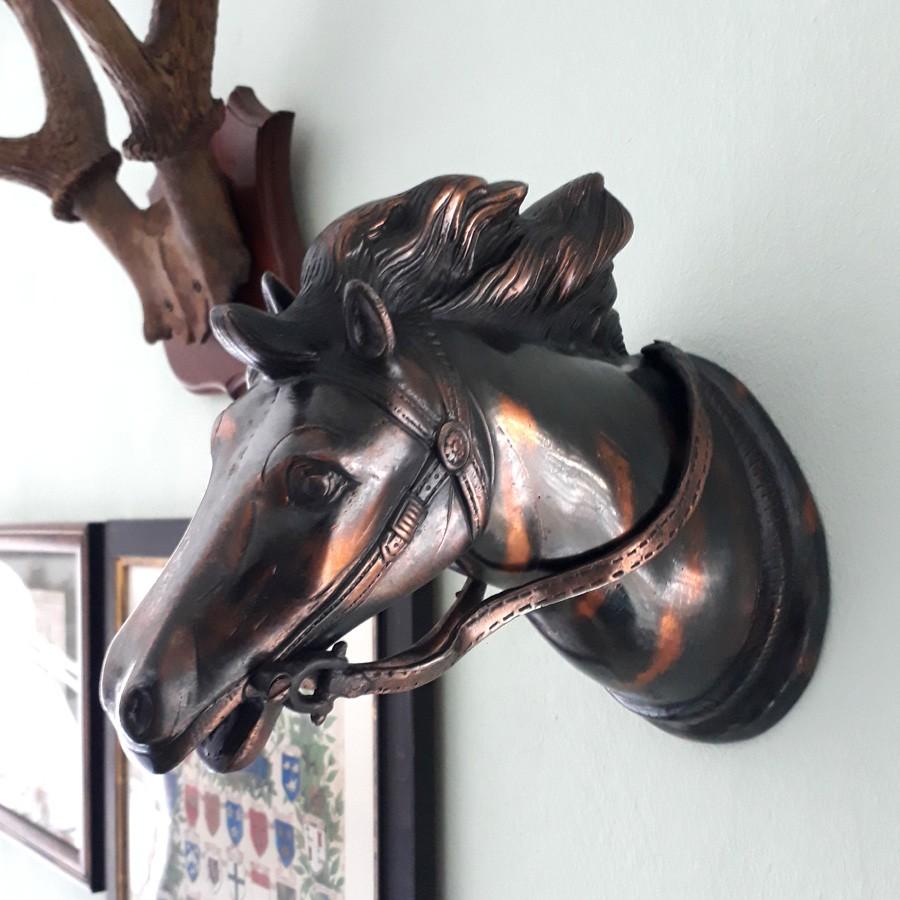 Vintage Copper Toned Wall Hanging Horse Head, Hobbies & Toys