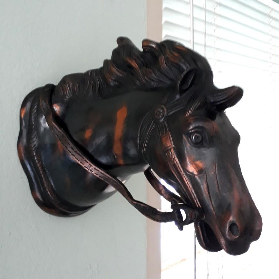 Vintage Copper Toned Wall Hanging Horse Head, Hobbies & Toys