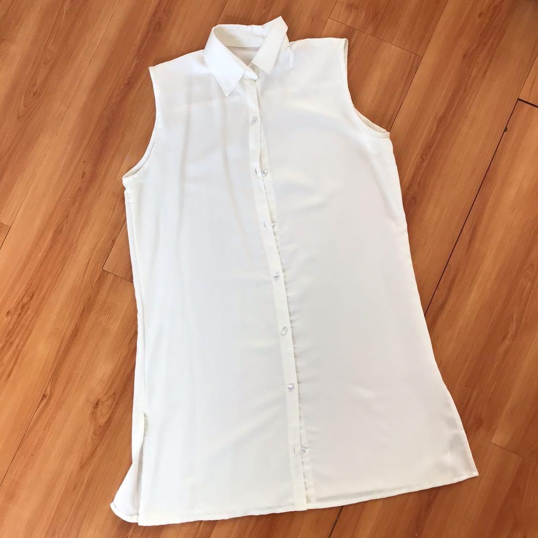 White Sleeveless Top, Fesyen Wanita 