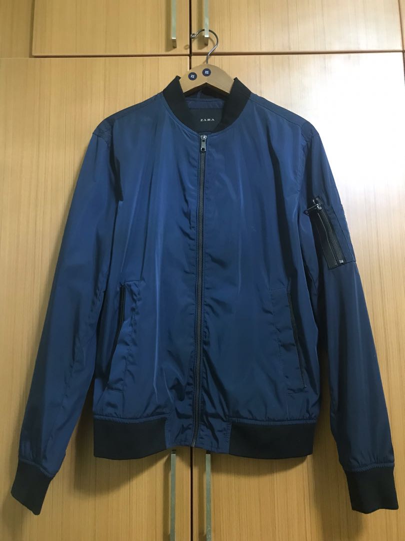 ZARA Navy Blue Bomber Jacket, Men's Fashion, Coats, Jackets and ...