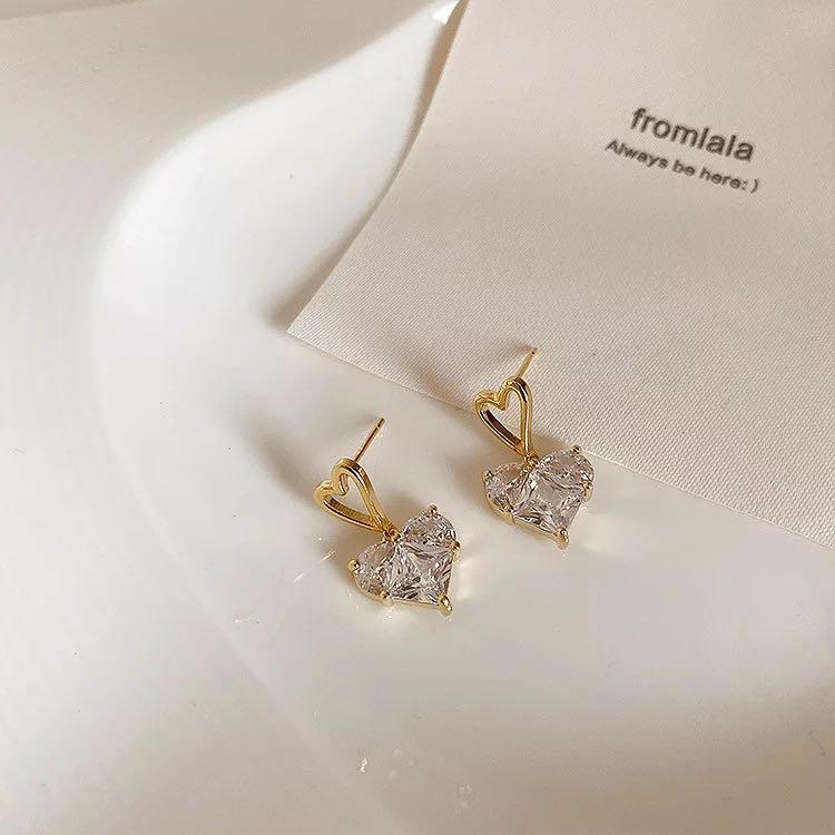 Gold plated diamond earrings discount