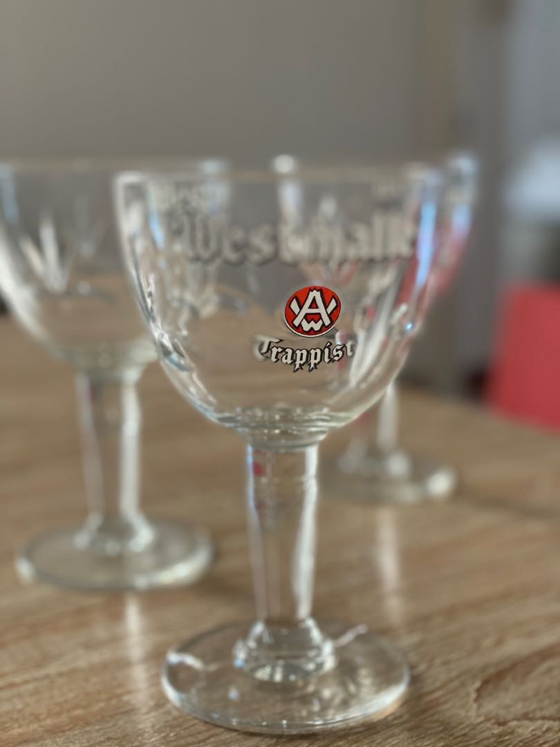3 original Westmalle trappist beer glasses, Furniture & Home Living