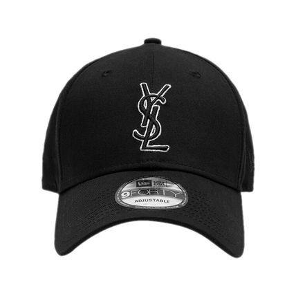 日本NEW ERA X YSL 黑白色帆布刺繡LOGO Cap 帽, 男裝, 手錶及配件 